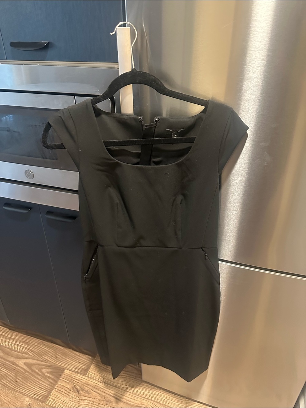 Ann Taylor Classic Black Cap-Sleeve Sheath Dress